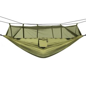 600lbs Load 2 Persons Hammock with Mosquito Net Outdoor Hiking Camping Hommock Portable Nylon Swing Hanging Bed - Green