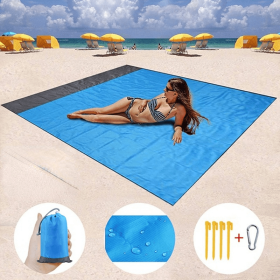 1pc Outdoor Camping Picnic Mat; Oxford Cloth Portable Mat; Folding Waterproof Moisture-proof Mat For Beach - Blue - 78.74*82.68inch