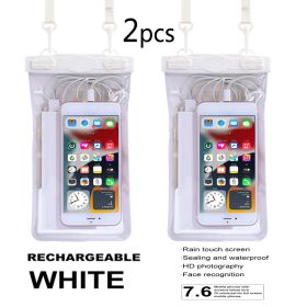 2pcs Oversized Mobile Phone Waterproof Dustproof Bag Touch Screen For Diving Swimming Sealing - 2pcs- White