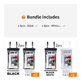 2pcs Oversized Mobile Phone Waterproof Dustproof Bag Touch Screen For Diving Swimming Sealing - 2pcs- Black*2+[2pcs- White+Black]*2