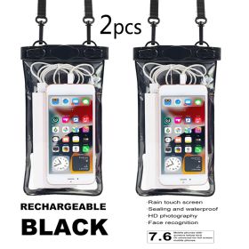 2pcs Oversized Mobile Phone Waterproof Dustproof Bag Touch Screen For Diving Swimming Sealing - 2pcs- Black