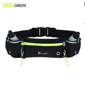 Adjustable Running Belt Fanny Pack With 2 Water Bottle Holder For Men And Women For Fitness Jogging Hiking Travel - Green