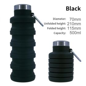 500ml outdoor retractable water bottle portable collapsible silica gel sports cup - as shown - A01 500ML