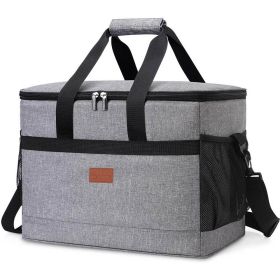 32L Soft Cooler Bag with Hard Liner Large Insulated Picnic Lunch Bag Box Cooling Bag for Camping BBQ Family Outdoor Activities - Gray