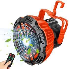 5200mAh LED Camping Fan Lights Outdoor USB Rechargeable Tent Camping Light Travel Portable Ceiling Fan Lamp Emergency Power Bank - Orange