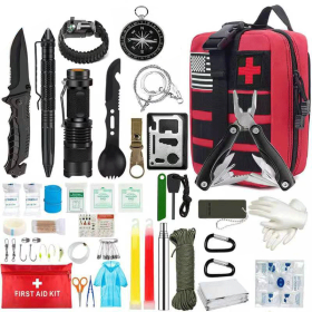 Outdoor SOS Emergency Survival Kit Multifunctional Survival Tool Tactical Civil Air Defense Combat Readiness Emergency Kit - Red - China