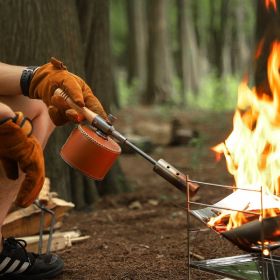 Outdoor camping extended flame-throwing gun stainless steel gun burning pig hair supplies camping straight handle handheld detachable igniter - Extend