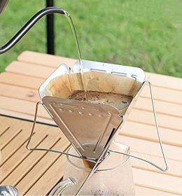 Foldable coffee drip holder Stainless steel filter cup Portable funnel coffee grounds filter Outdoor camping supplies - Foldable coffee drip holder