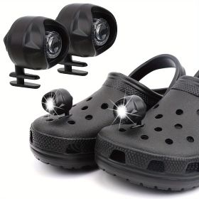 2pcs LED Rechargeable Headlights For Crocs, Waterproof And Long-Lasting ABS Light For Outdoor Camping For Kids & Adults - 2pcs Black