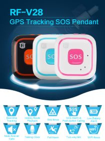 V28 Mini Smart Kids GPS Tracker Two Way Audio Communication Talking Clock SOS Geo-Fence Historical Route Playback Fall Alarm - pink