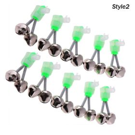 10pcs Fishing Bite Alarms Fishing Rod Bell Rod Clamp Tip Clip Bells Ring; Green ABS Fishing Accessory - Style2
