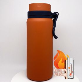 25oz Copper Plating Vaccum Thermo Water Bottles With Wide Mouth For Indoor And Outdoor Use - Orange