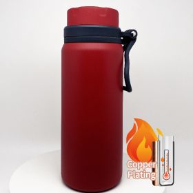25oz Copper Plating Vaccum Thermo Water Bottles With Wide Mouth For Indoor And Outdoor Use - Red