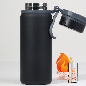 25oz Copper Plating Vaccum Thermo Water Bottles With Wide Mouth For Indoor And Outdoor Use - Black