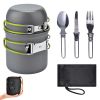 Outdoor Portable Cookware Picnic Tableware Cookware Combination Suitable For 1-2 People With A Set Of Cutlery - Green Combination