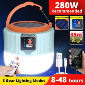 Solar Camp Lamp; Led Rechargeable Light Usb Camping Battery Powered Lantern For Tent Tourism - Blue