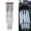 Large Deep Tone Windchime Chapel Bells Wind Chimes Outdoor Garden Home Decor - 31.5" Silver with 27 Tubes
