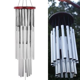 Large Deep Tone Windchime Chapel Bells Wind Chimes Outdoor Garden Home Decor - 31.5" Silver with 27 Tubes