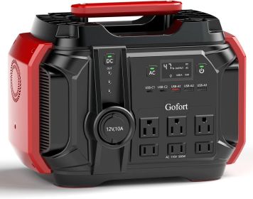 GOFORT Portable Power Station 540Wh/500W(Peak 1000W) 6 x AC 110V Outlets PD 60W Portable Solar Generator CPAP Battery Power Outage Supplies Emergency