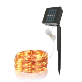 100 LEDs Solar String Lights Outdoor IP65 Waterproof Copper Wire String Lights Solar LED Fairy Lamps Wedding Party Festival - Warm