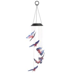 Solar LED Butterfly Wind Chimes Color Changing LED Butterfly String Light Patio Garden Decor - Blue & Red