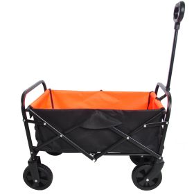 Folding Wagon Garden Shopping Beach Cart (black+yellow) - black+yellow