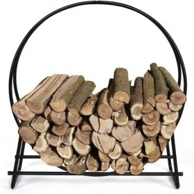 40-inch Tubular Steel Firewood Storage Rack - black