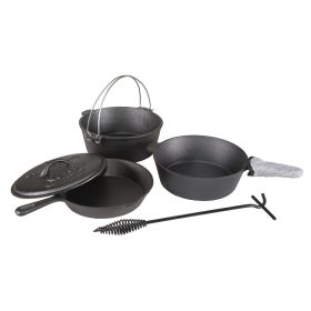 6 Pieces Cast Iron Camping Mess Kits - Black