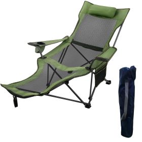 Oversized Camp Chair with Footrest & Storage Bag, Adult Chair, Gray - Green
