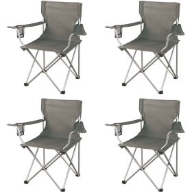 Classic Folding Camp Chairs, with Mesh Cup Holder,Set of 4, 32.10 x 19.10 x 32.10 Inches - Gray