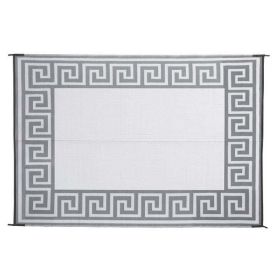 9" x 12" Gray Reversible RV Outdoor Patio Mat - 9 x 12-Gray Greek Key