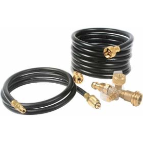 59123 Propane Brass 4-Port Tee - With 5' and 12' Extension Hoses - A