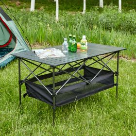 1-piece Folding Outdoor Table with Carrying Bag,Lightweight Aluminum Roll-up Rectangular Table for indoor, Outdoor Camping, Picnics,Beach,Backyard, BB