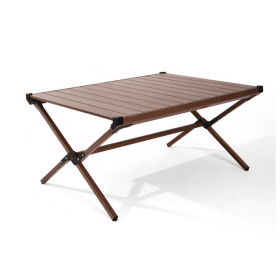 Aluminum Roll-Top Camping Table, Dark Brown - Brown