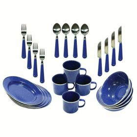 24 Piece Dinnerware Enamel Set - Blue