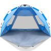 Beach Tent, 2-4 Person Pop-up Beach Tent Sun Shelter, UPF 50+ UV Protection Portable Waterproof Beach Tent, Sunshade with Extendable Floor for Family,