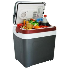 P25 Iceless Electric Cooler 12V 24L / 26 qt Portable Ice Chest Fridge Grey and Red - Grey and Red