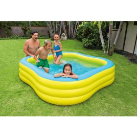 Inflatable Beach Wave Swim Center Family Pool, 90" x 90" x 22" - Blue
