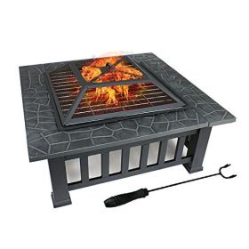 Upland 32inch Charcoal Fire Pit with Cover  - Antique Finish