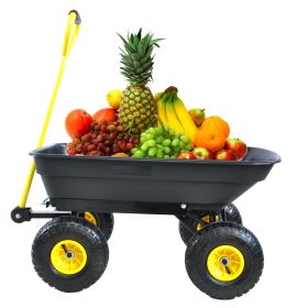 folding wagon  Poly Garden Dump Cart with Steel Frame and 10-in. Pneumatic Tires;  300-Pound Capacity - Black