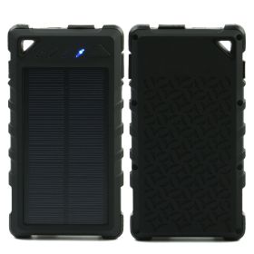10000mAh Portable Fast Charging Power Bank Solar Charging with Flashlight For iPhone Xiaomi Android - Black