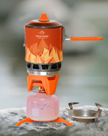 WILD-WIND Star X3 Outdoor Camping and Backpacking Stove Cooking System ( 0.8 Liter ) Portable Camping Stove with Piezo Ignition POT Support-Black - de