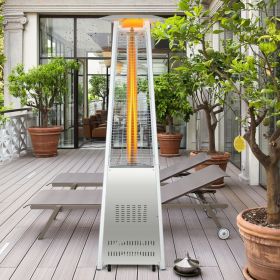 42; 000 BTU Stainless Steel Pyramid Patio Heater With Wheels - Silver