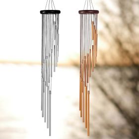 Large Deep Tone Windchime Chapel Bells Wind Chimes Outdoor Garden Home Decor - 35" Gold with 18 tubes