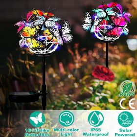 2 in 1 Outdoor Solar Light Butterfly Landscape Light Yard Stake Decor Lamp Stake Light - Multi-color