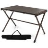 4-6 Person Portable Aluminum Camping Table with Carrying Bag - brown