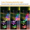 Solar LED Butterfly Wind Chimes Color Changing LED Butterfly String Light Patio Garden Decor - Blue & Red