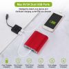 Outdoor Solar Panel 12V 25W Car Battery Charger IP68 Waterproof w/ 3.0A Dual USB Charging Clip Line - black