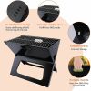 YSSOA 20&rdquo; Portable Grill Charcoal Barbecue Grill; Folding Grill Notebook Shape; Detachable Collapsible; Mini Tabletop Camping Grill BBQ; Black -