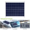 Outdoor Solar Panel 12V 25W Car Battery Charger IP68 Waterproof w/ 3.0A Dual USB Charging Clip Line - black